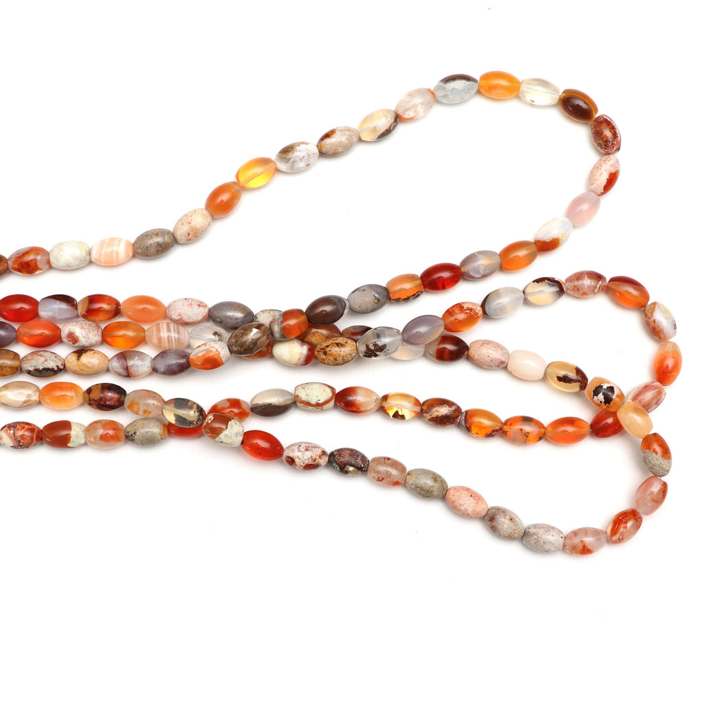 Natural Opal with Chalcedony Smooth Barrel Beads | 7x8.5 mm to 7x11 mm | Opal with Chalcedony | 8 inch strand - National Facets, Gemstone Manufacturer, Natural Gemstones, Gemstone Beads