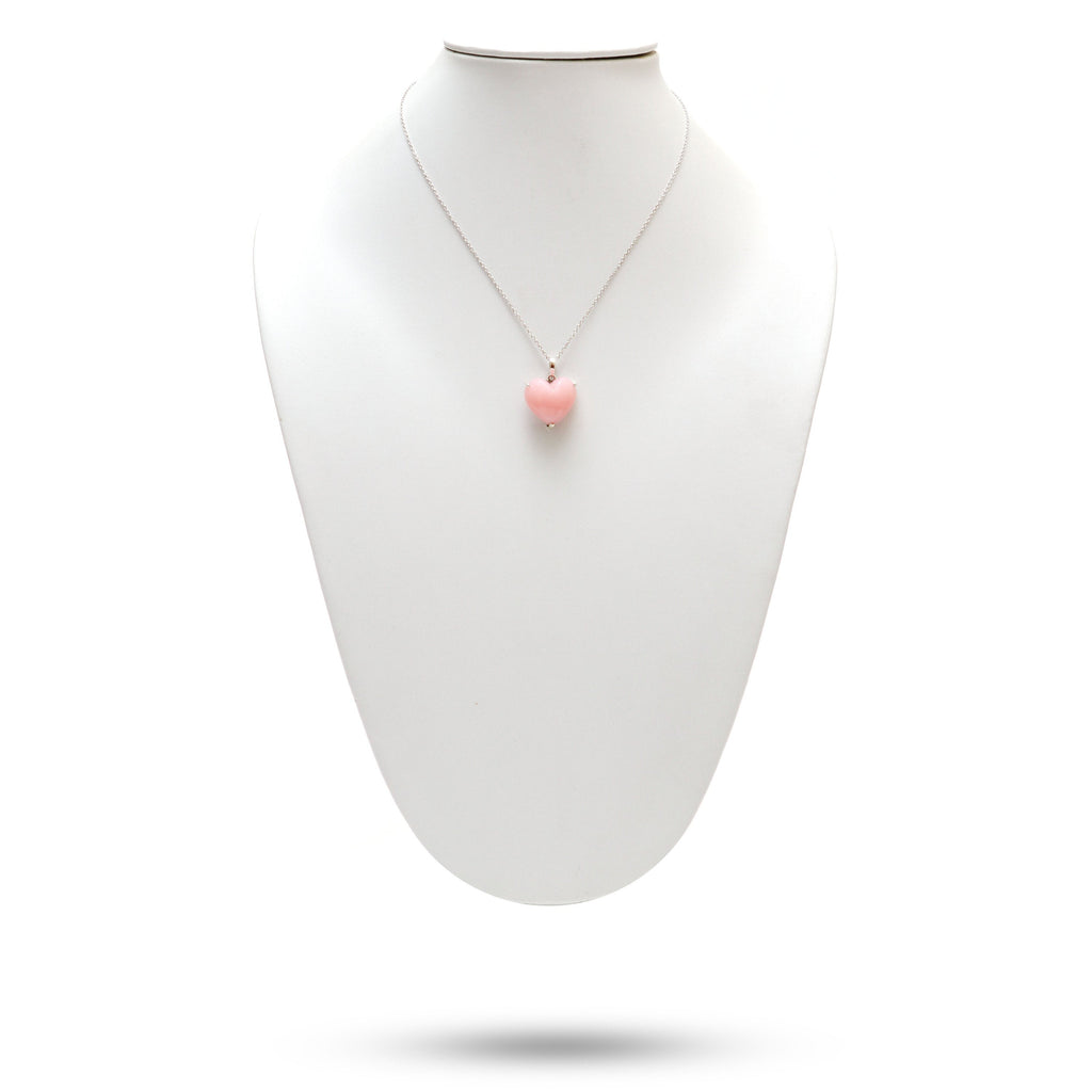 Pink Opal Smooth Heart Gemstone Prong Pendant | 925 Sterling Silver Plated | Gift For Mom | Price Per Pendant - National Facets, Gemstone Manufacturer, Natural Gemstones, Gemstone Beads
