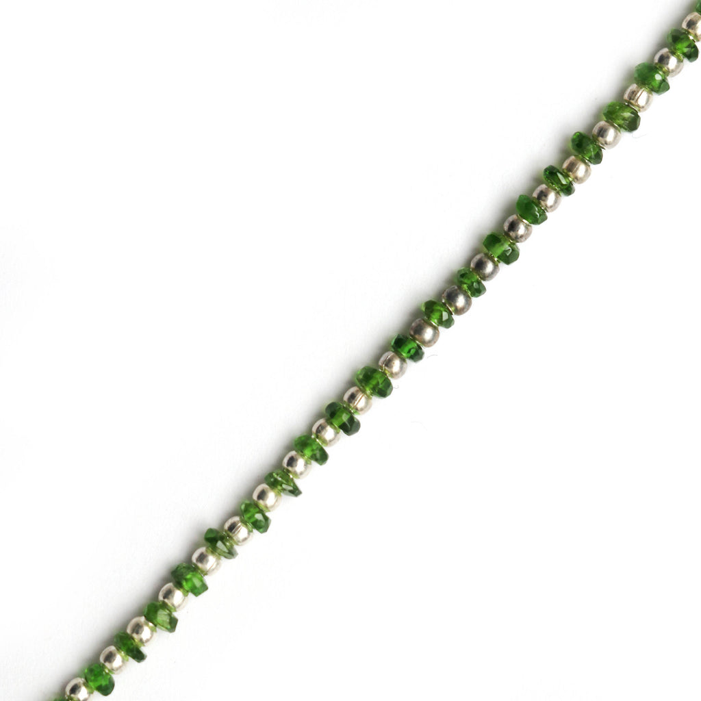 Natural Chrome Diopside Faceted Beads, Micro Faceted 3 mm AA, Green Chrome Diopside Tiny Beads Gemstone Small Green Semi Precious, 8 Inch - National Facets, Gemstone Manufacturer, Natural Gemstones, Gemstone Beads