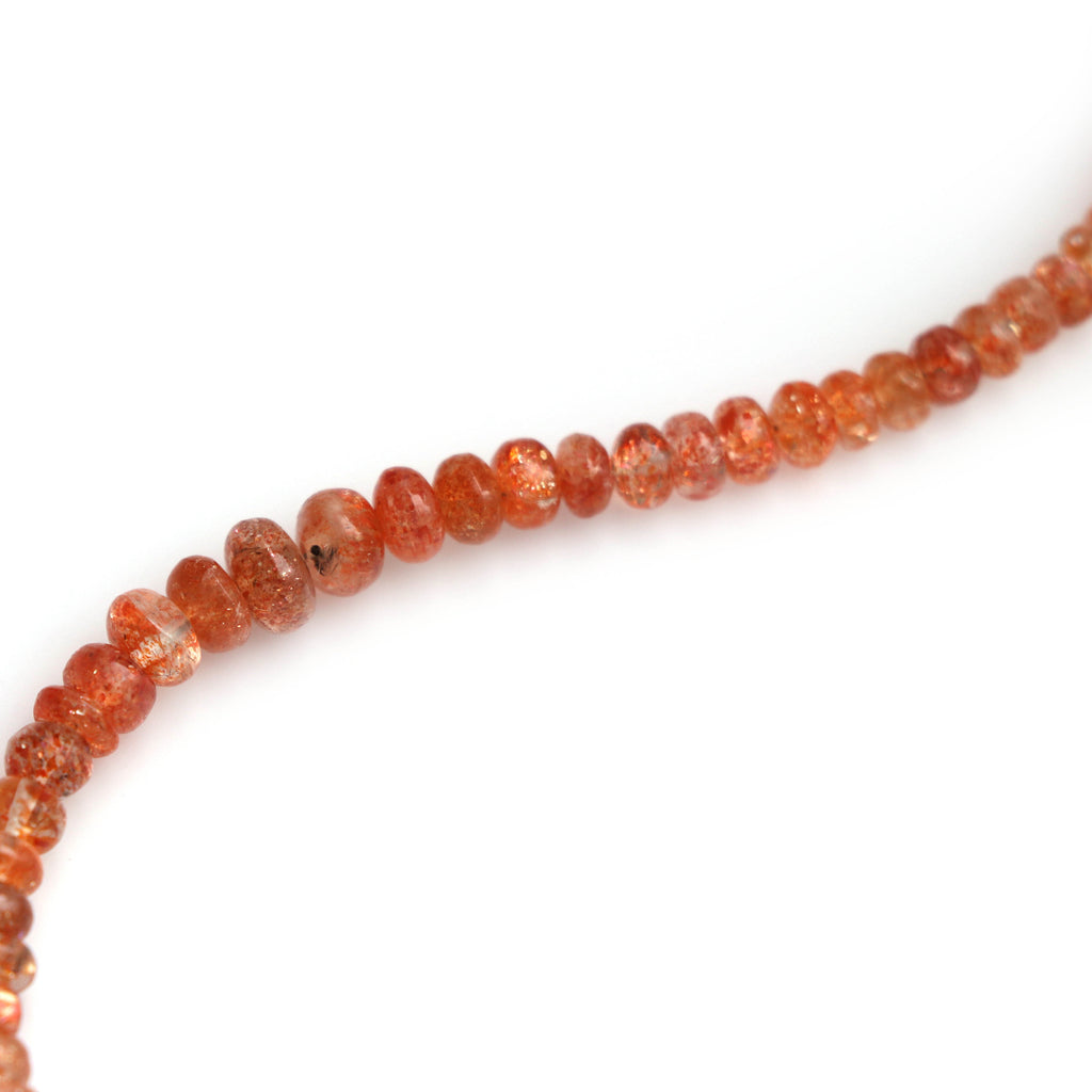 Natural Sunstone Smooth Roundel Beads, 3.5 MM to 6 MM, Sun Stone Smooth , 8 Inch ,Price Per Strand - National Facets, Gemstone Manufacturer, Natural Gemstones, Gemstone Beads