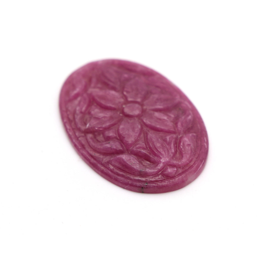 Natural Ruby Carving Oval Loose Gemstone - 22x35 mm - Ruby Oval, Ruby Carving Loose Gemstone, 1 Piece - National Facets, Gemstone Manufacturer, Natural Gemstones, Gemstone Beads