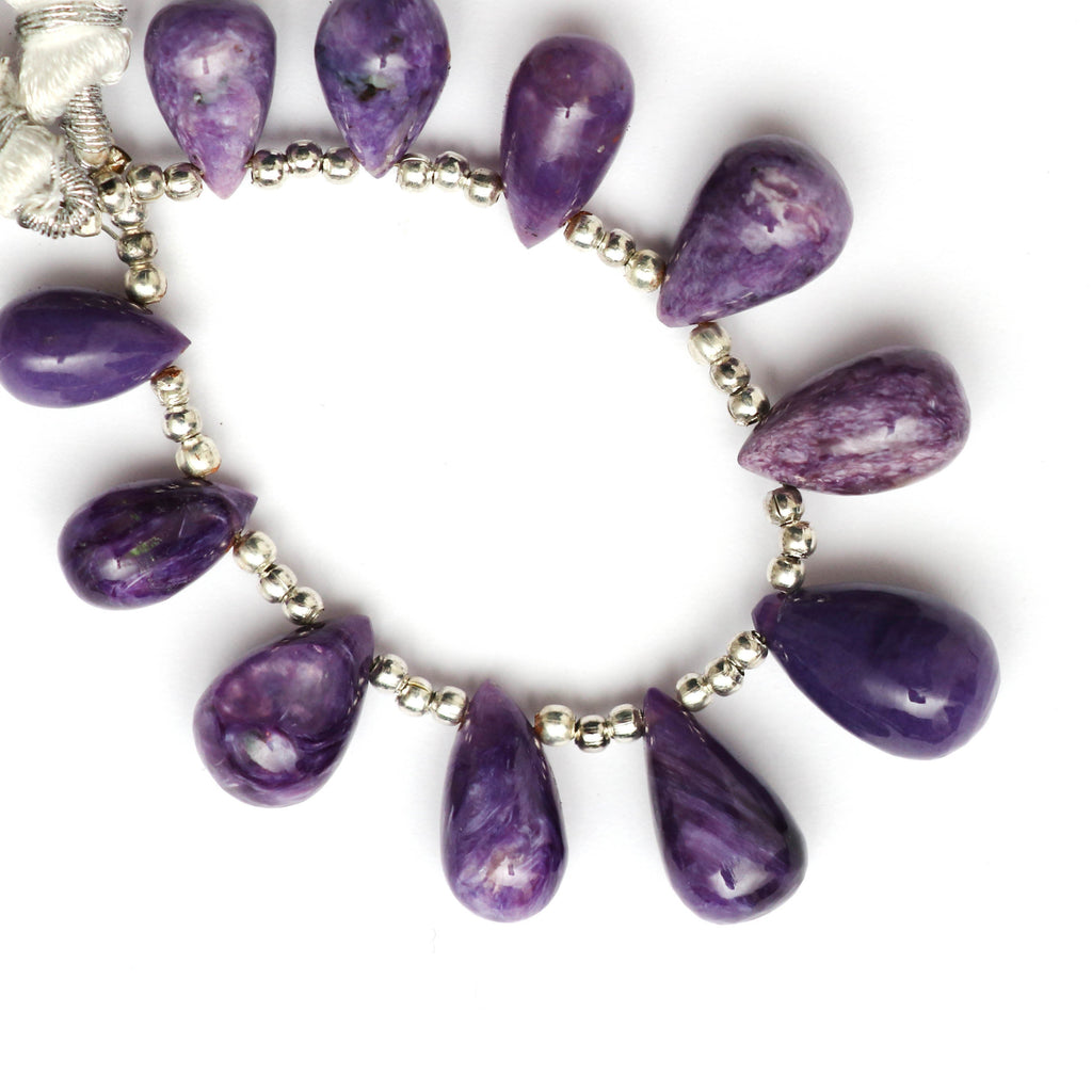 Unique Charoite Smooth Drops - 7x11 mm to 8x14 mm - Charoite - Gem Quality, 4 Inch Full Strand, Price Per Strand - National Facets, Gemstone Manufacturer, Natural Gemstones, Gemstone Beads