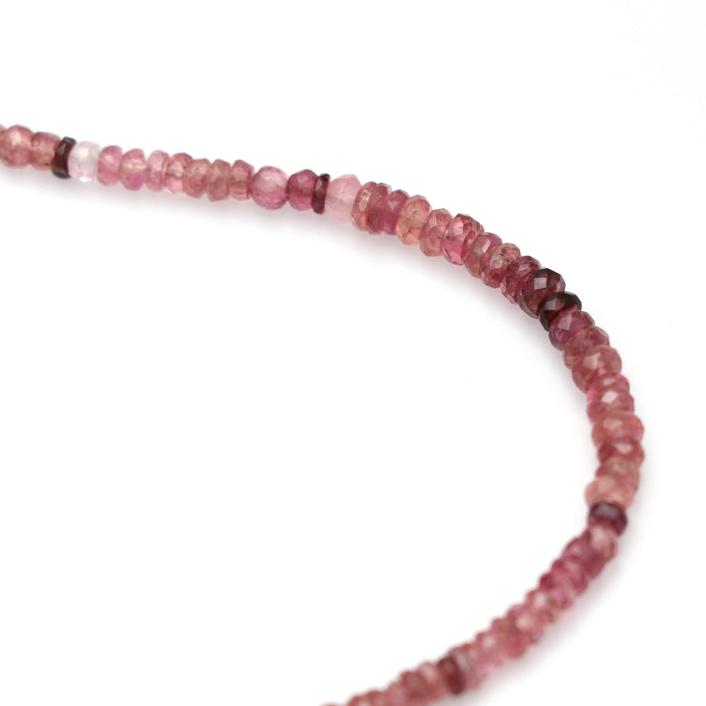 Pink Tourmaline | Pink Tourmaline Faceted Beads | 3 mm to 5 mm | Tourmaline Roundel Beads- Gem Quality, 8 Inch, Price Per Strand - National Facets, Gemstone Manufacturer, Natural Gemstones, Gemstone Beads