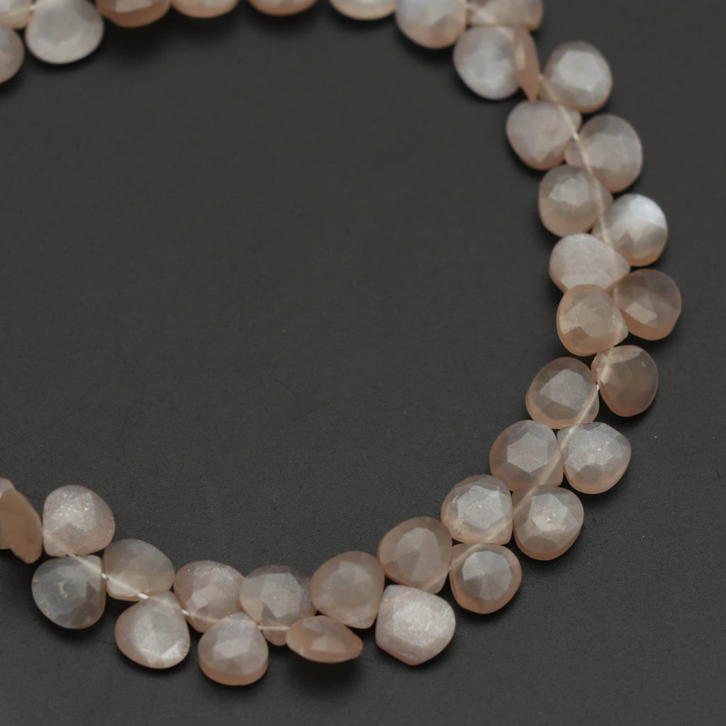 Natural Peach Moonstone Faceted Beads, Heart Shape- 4x5 mm to 5.5x6.5 mm -Peach Moonstone -Gem Quality ,8 Inch Full Strand, Price Per Strand - National Facets, Gemstone Manufacturer, Natural Gemstones, Gemstone Beads