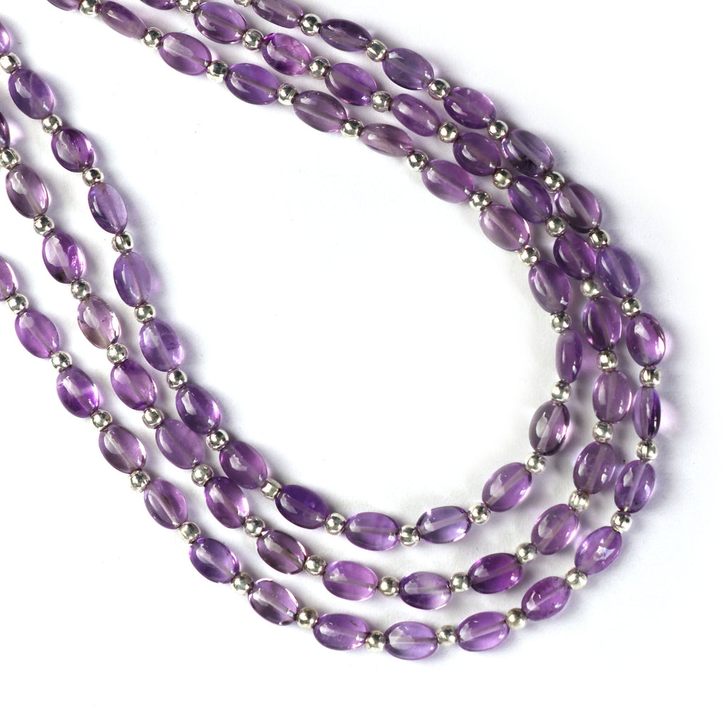 Natural Purple Amethyst Smooth Oval Beads- 4x5 mm to 4x6 mm - Amethyst Smooth Oval- Gem Quality , 8 Inch Full Strand, Price Per Strand - National Facets, Gemstone Manufacturer, Natural Gemstones, Gemstone Beads