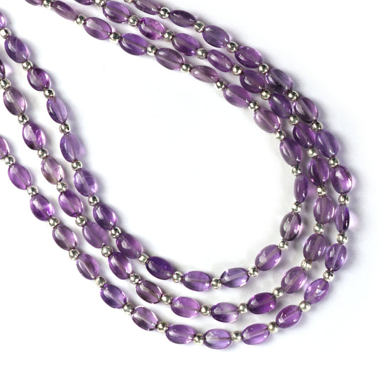 Natural Purple Amethyst Smooth Oval Beads- 4x5 mm to 4x6 mm - Amethyst Smooth Oval- Gem Quality , 8 Inch Full Strand, Price Per Strand