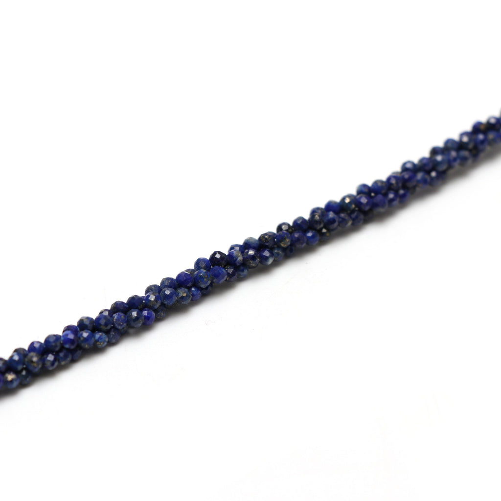 AA Natural Lapis Faceted Rondelle Necklace | 2 mm | 18 Inch Necklace | 925 Sterling Silver Fish Lock Clasp | Price Per Necklace - National Facets, Gemstone Manufacturer, Natural Gemstones, Gemstone Beads