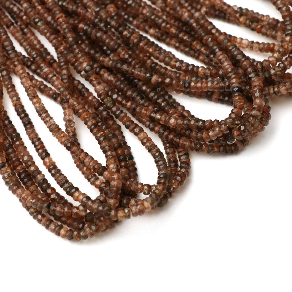 Andalusite Faceted Roundel Beads - 3.5 mm to 5 mm -Andalusite Beads - Gem Quality , 18 Inch Full Strand, Price Per Strand - National Facets, Gemstone Manufacturer, Natural Gemstones, Gemstone Beads
