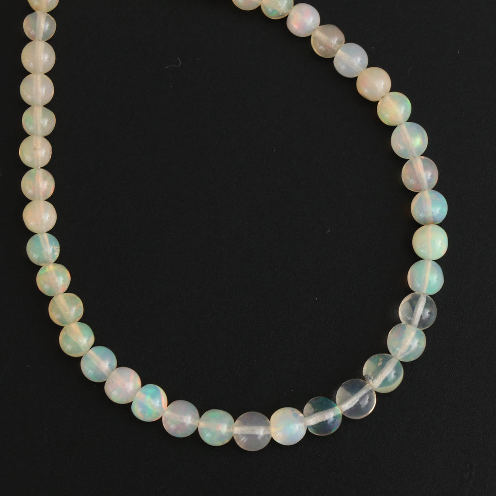 Ethiopian Opal Smooth Round Balls Beads - 4 mm to 5 mm - Ethiopian Opal - Gem Quality , 8 Inch/ 20 Cm Full Strand, Price Per Strand - National Facets, Gemstone Manufacturer, Natural Gemstones, Gemstone Beads