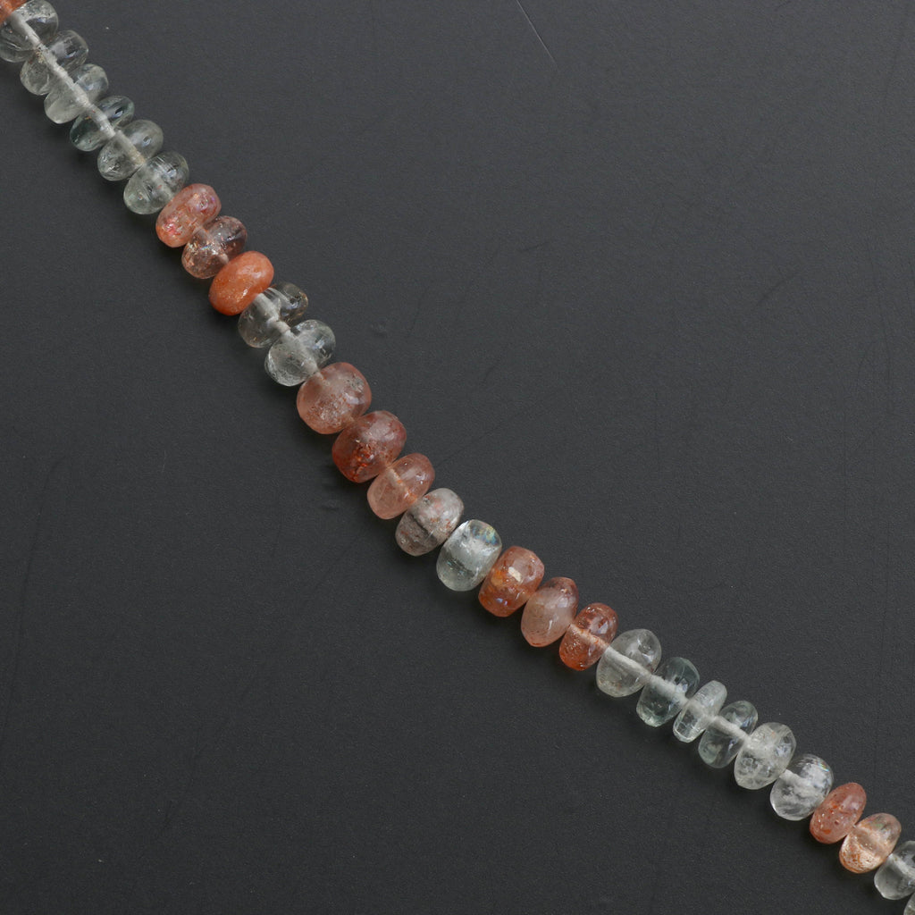 Sunstone Smooth Beads, Sunstone Rondelle Beads, Green Red sunstone - 5 mm to 6.5 mm - Sunstone Beads- Gem Quality , 8 Inch, Price Per Strand - National Facets, Gemstone Manufacturer, Natural Gemstones, Gemstone Beads