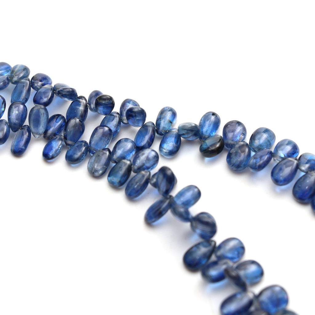 Natural Kyanite Smooth Pear Beads | 6x4.5 mm to 10x6 mm | 12 Inch | Smooth Pear Beads | Gem Quality | Price Per Strand - National Facets, Gemstone Manufacturer, Natural Gemstones, Gemstone Beads