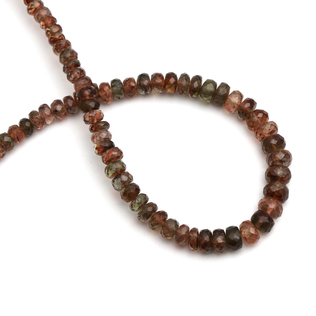 Andalusite Faceted Roundel Beads - 4 mm to 5.5 mm -Andalusite Beads - Gem Quality , 8 Inch/ 20 Cm Full Strand, Price Per Strand - National Facets, Gemstone Manufacturer, Natural Gemstones, Gemstone Beads