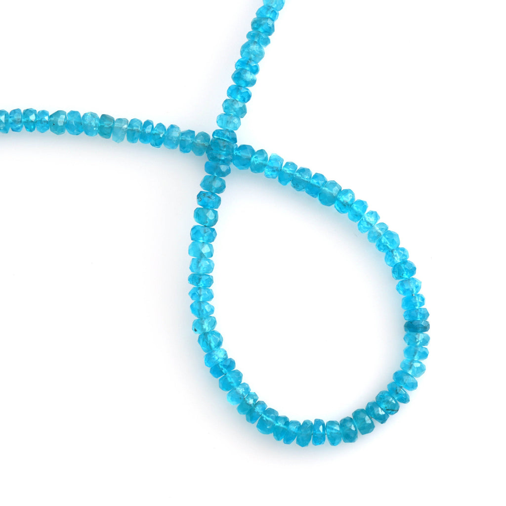 Neon Apatite Faceted Beads, Neon Apatite Micro Faceted Beads, Rondelle Beads-3 mm to 4 mm-Neon Apatite- Gem Quality, 8 Inch,Price Per Strand - National Facets, Gemstone Manufacturer, Natural Gemstones, Gemstone Beads