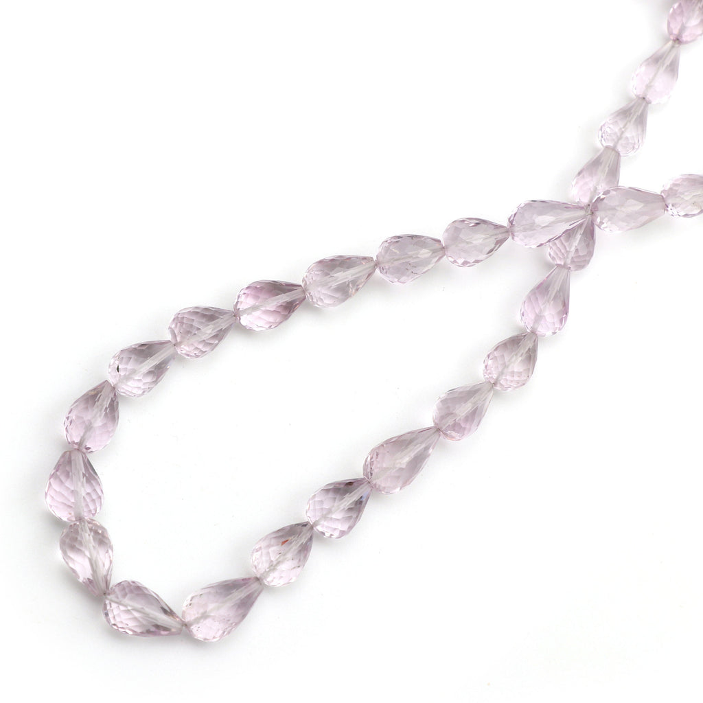 Amethyst Briolette drops beads, Amethyst Briolette drops, 5.5x8 mm to 7x10.5 mm, Amethyst Beads, 8 Inch / 16 Inch Full Strand - National Facets, Gemstone Manufacturer, Natural Gemstones, Gemstone Beads