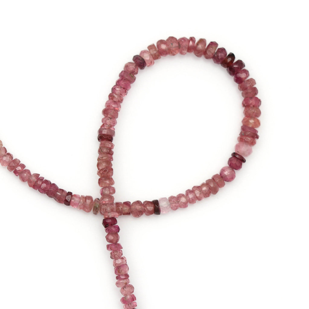 Pink Tourmaline | Pink Tourmaline Faceted Beads | 3 mm to 5 mm | Tourmaline Roundel Beads- Gem Quality, 8 Inch, Price Per Strand - National Facets, Gemstone Manufacturer, Natural Gemstones, Gemstone Beads