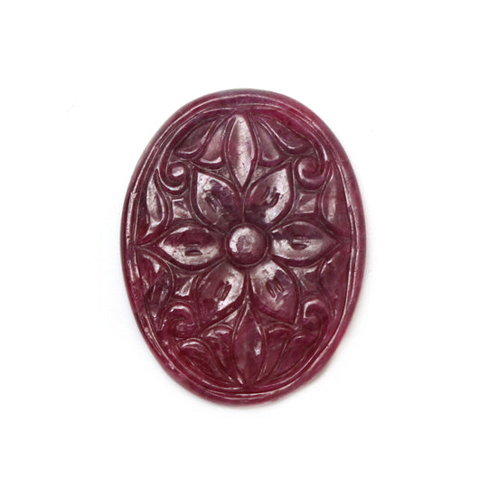 Natural Ruby Carving Oval Loose Gemstone - 21x31 mm - Ruby Oval, Ruby Carving Loose Gemstone, 1 Piece