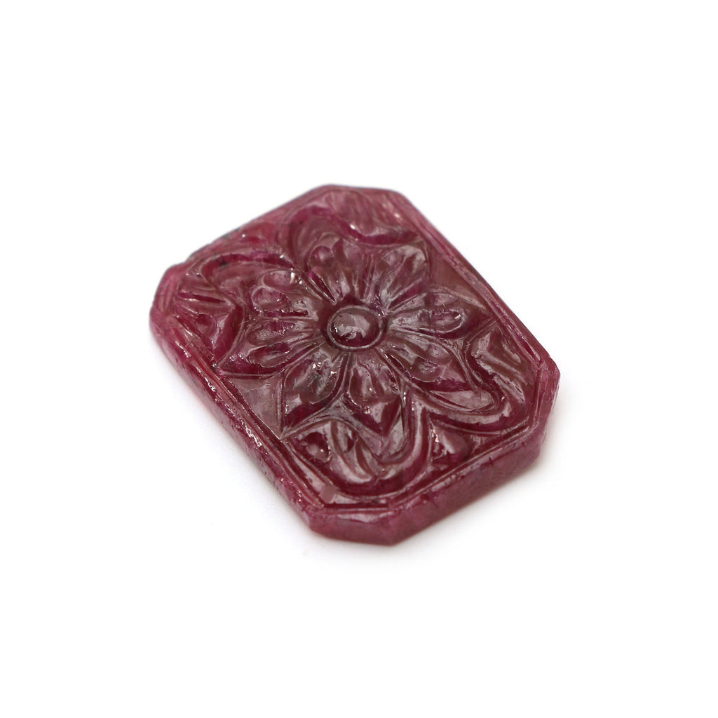 Natural Ruby Carving Cushion Loose Gemstone - 17x24 mm - Ruby Cushion, Ruby Carving Loose Gemstone, 1 Piece - National Facets, Gemstone Manufacturer, Natural Gemstones, Gemstone Beads