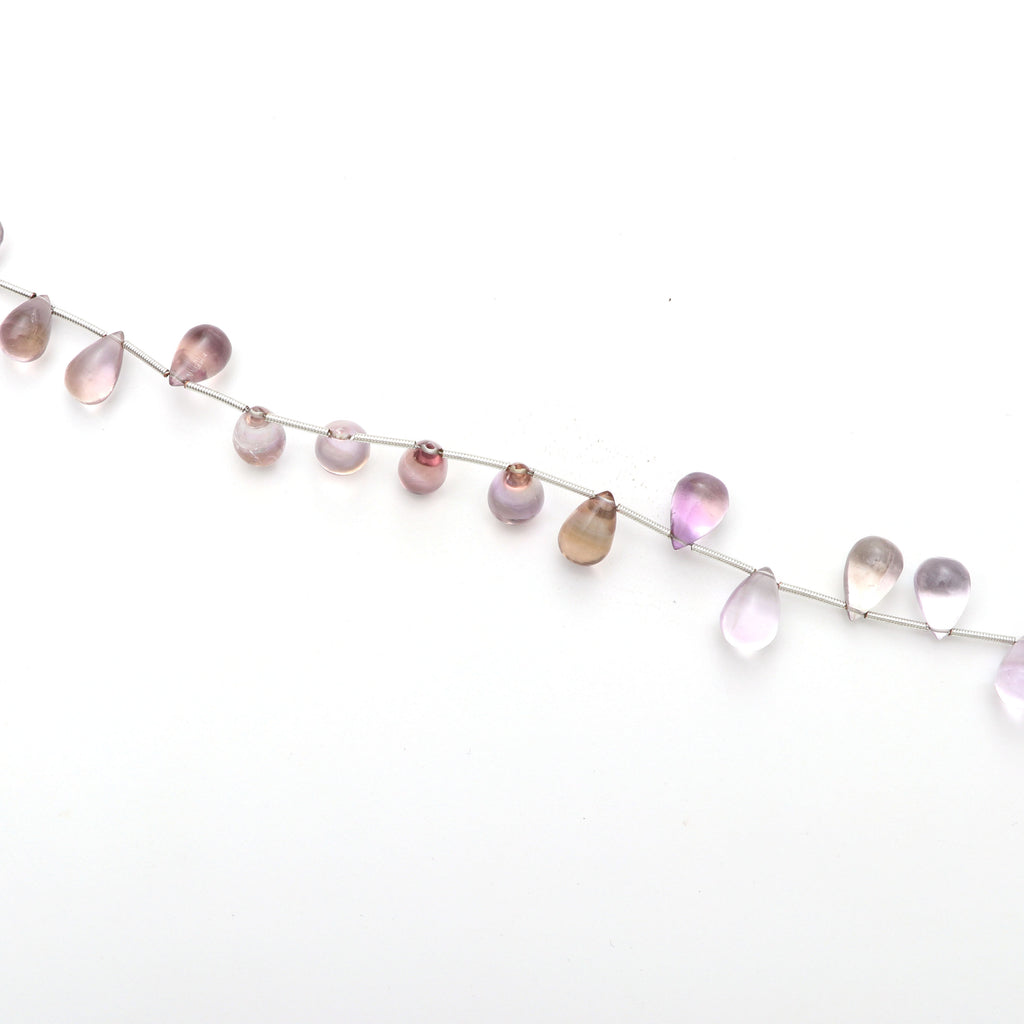 Ametrine Smooth Beads Briolette Drops, Beads Gemstone -11x7 mm to 12.5x8 mm- Ametrine Tear Drops , 8 Inch, Drops Beads, Ametrine Wholesale - National Facets, Gemstone Manufacturer, Natural Gemstones, Gemstone Beads
