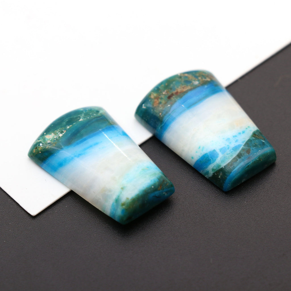 Natural Opalina Smooth Organic Shape Loose Gemstone - 17.5x26 mm - Opalina Smooth Cabochon Gemstone, Pair (2 Pieces) - National Facets, Gemstone Manufacturer, Natural Gemstones, Gemstone Beads