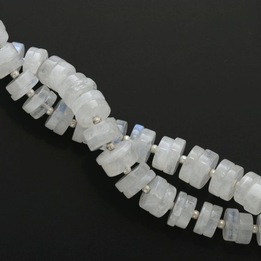 Rainbow Moonstone Smooth Tyre - 7 mm to 10 mm - Rainbow Moonstone - Gems Quality , 8 Inch Full Strand, Price Per Strand - National Facets, Gemstone Manufacturer, Natural Gemstones, Gemstone Beads