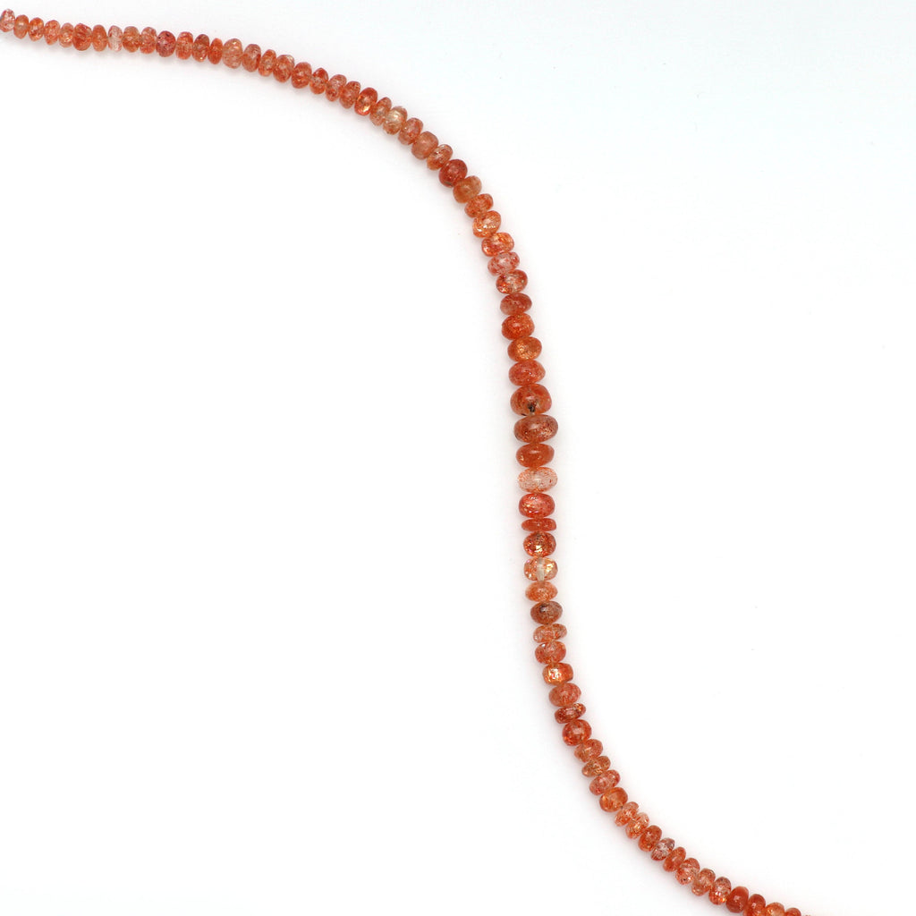 Natural Sunstone Smooth Roundel Beads, 3.5 MM to 6 MM, Sun Stone Smooth , 8 Inch ,Price Per Strand - National Facets, Gemstone Manufacturer, Natural Gemstones, Gemstone Beads