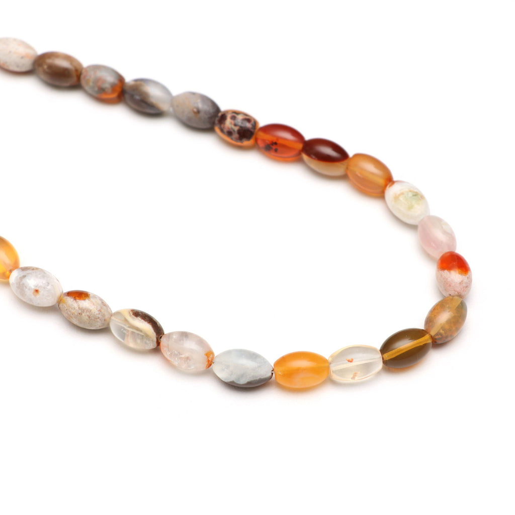 Natural Opal with Chalcedony Smooth Barrel Beads | 7x8.5 mm to 7x11 mm | Opal with Chalcedony | 8 inch strand - National Facets, Gemstone Manufacturer, Natural Gemstones, Gemstone Beads