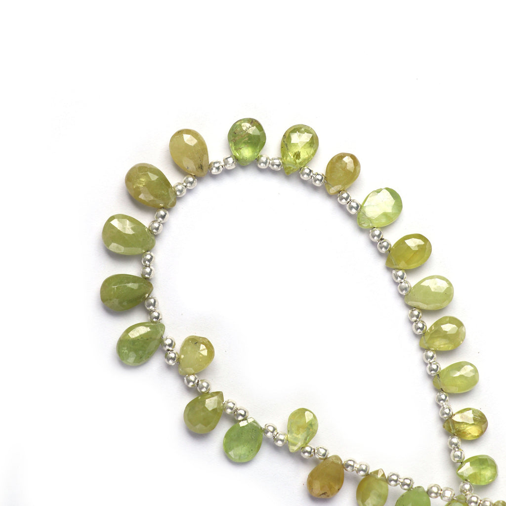 Natural Sphene Faceted Pear, Sphene Gemstone, Color Sphene Pear, 8x5 to 10x6 mm, Sphene Pear, Sphene Faceted, 8 Inch Full Strand - National Facets, Gemstone Manufacturer, Natural Gemstones, Gemstone Beads