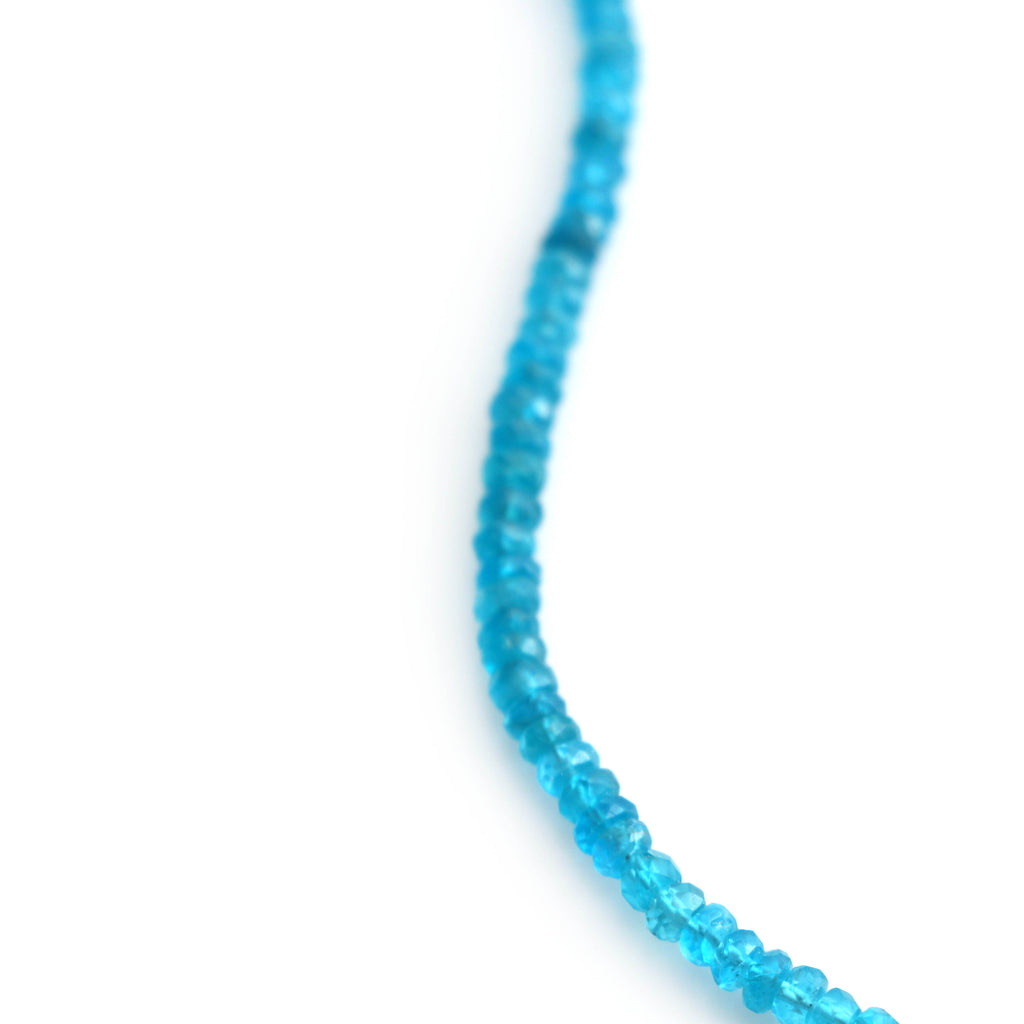 Neon Apatite Faceted Beads, Neon Apatite Micro Faceted Beads, Rondelle Beads-3 mm to 4 mm-Neon Apatite- Gem Quality, 8 Inch,Price Per Strand - National Facets, Gemstone Manufacturer, Natural Gemstones, Gemstone Beads