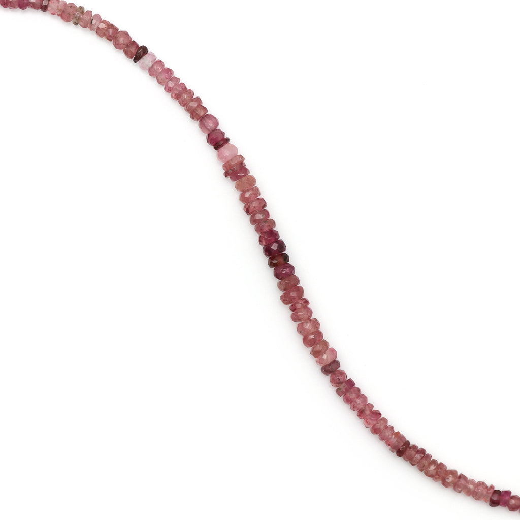 Pink Tourmaline | Pink Tourmaline Faceted Beads | 3 mm to 5 mm | Tourmaline Roundel Beads- Gem Quality, 8 Inch, Price Per Strand - National Facets, Gemstone Manufacturer, Natural Gemstones, Gemstone Beads