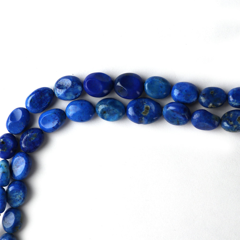 Natural Lazuli Lapis Tumble Smooth Beads, 9x12 MM to 10.5x13.5 MM ,Lazuli Lapis AA Quality , 8 Inch, Price Per Strand - National Facets, Gemstone Manufacturer, Natural Gemstones, Gemstone Beads