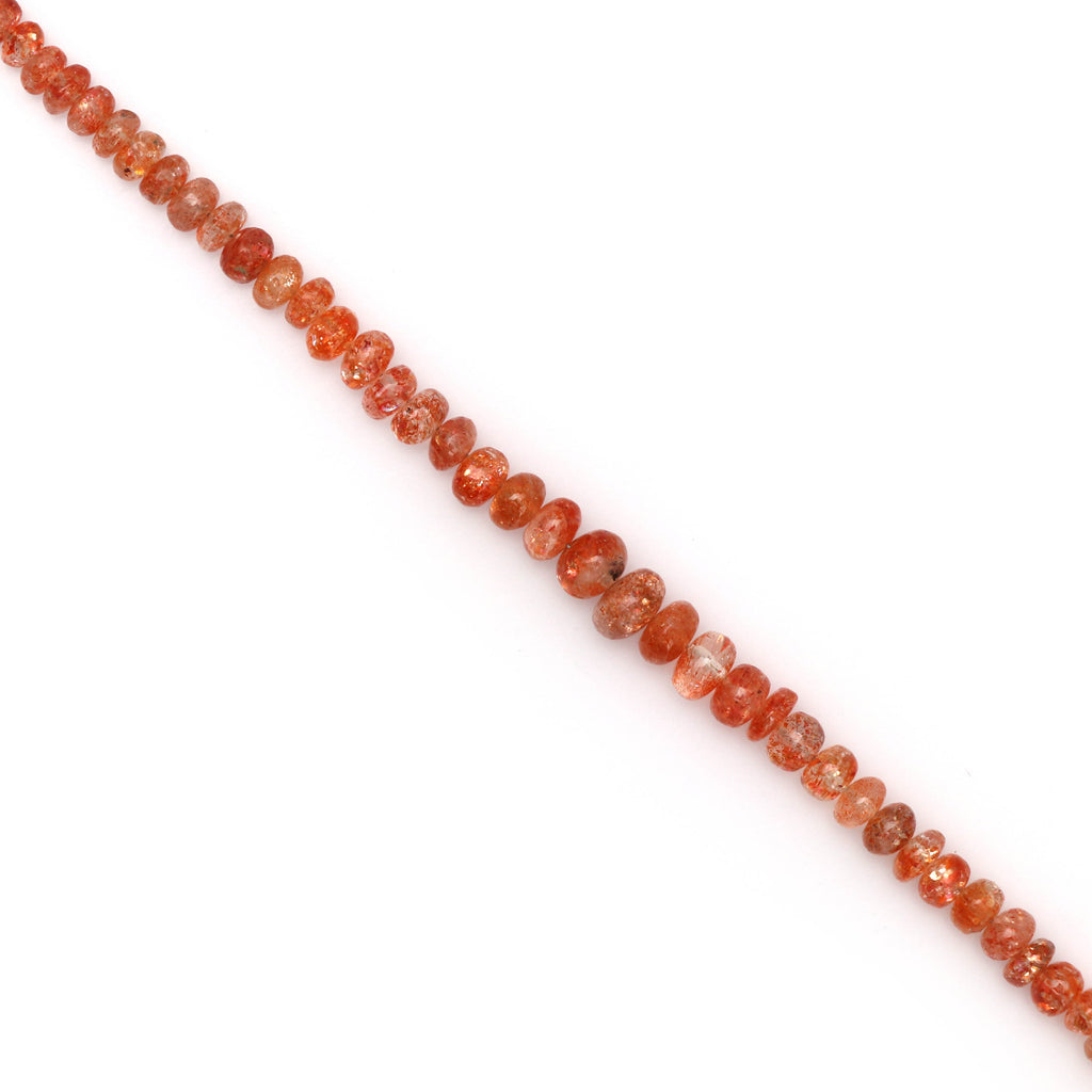 Natural Sunstone Smooth Roundel Beads, 3.5 MM to 6 MM, Sun Stone Smooth , 8 Inch ,Price Per Strand - National Facets, Gemstone Manufacturer, Natural Gemstones, Gemstone Beads