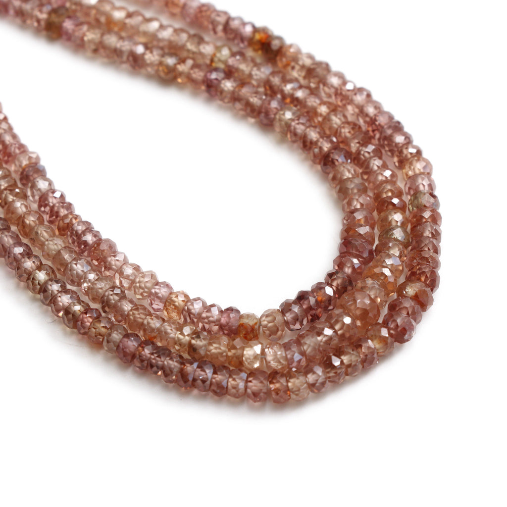 Natural Golden Zircon Faceted Roundelle Beads | Zircon Necklace | 3 mm to 5 mm | 8 Inch/ 16 Inch/ 18 Inch Full Strand | Price Per Strand - National Facets, Gemstone Manufacturer, Natural Gemstones, Gemstone Beads