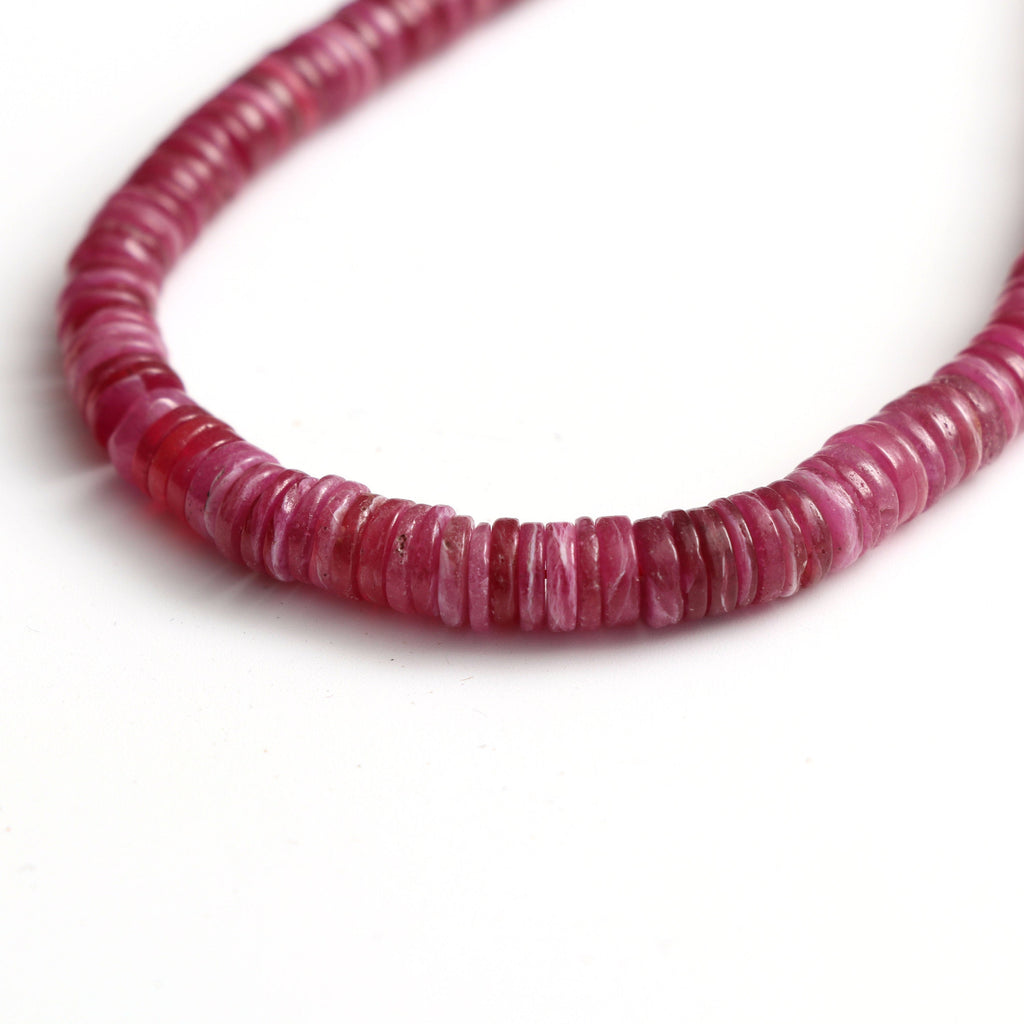 Mozambique AA- Ruby Glass Filled Smooth Coin Shape Beads - 4.5 mm to 6.5 mm, - Gem Quality , 18 Inch/ 46 Cm Full Strand, Price Per Strand - National Facets, Gemstone Manufacturer, Natural Gemstones, Gemstone Beads