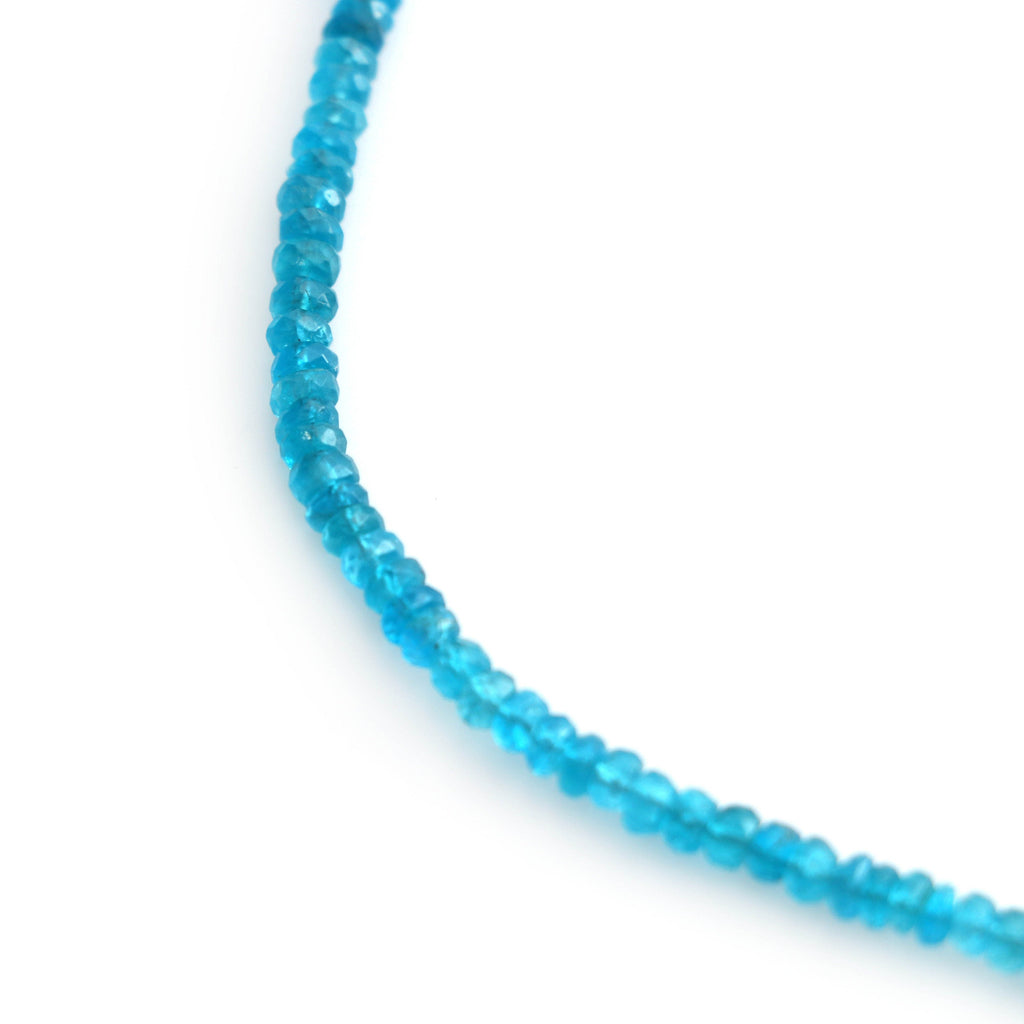 Neon Apatite Faceted Beads, Neon Apatite Micro Faceted Beads, Rondelle Beads-3 mm to 4 mm-Neon Apatite- Gem Quality, 8 Inch,Price Per Strand - National Facets, Gemstone Manufacturer, Natural Gemstones, Gemstone Beads