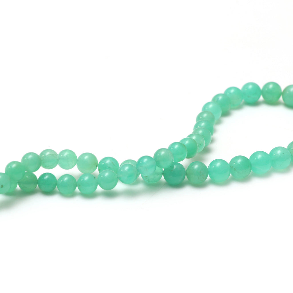 Chrysoprase Smooth Round Balls Beads - 6 mm to 9.5 mm - Chrysoprase Round Balls- Gem Quality , 8 Inch/ 20 Inch Full Strand - National Facets, Gemstone Manufacturer, Natural Gemstones, Gemstone Beads