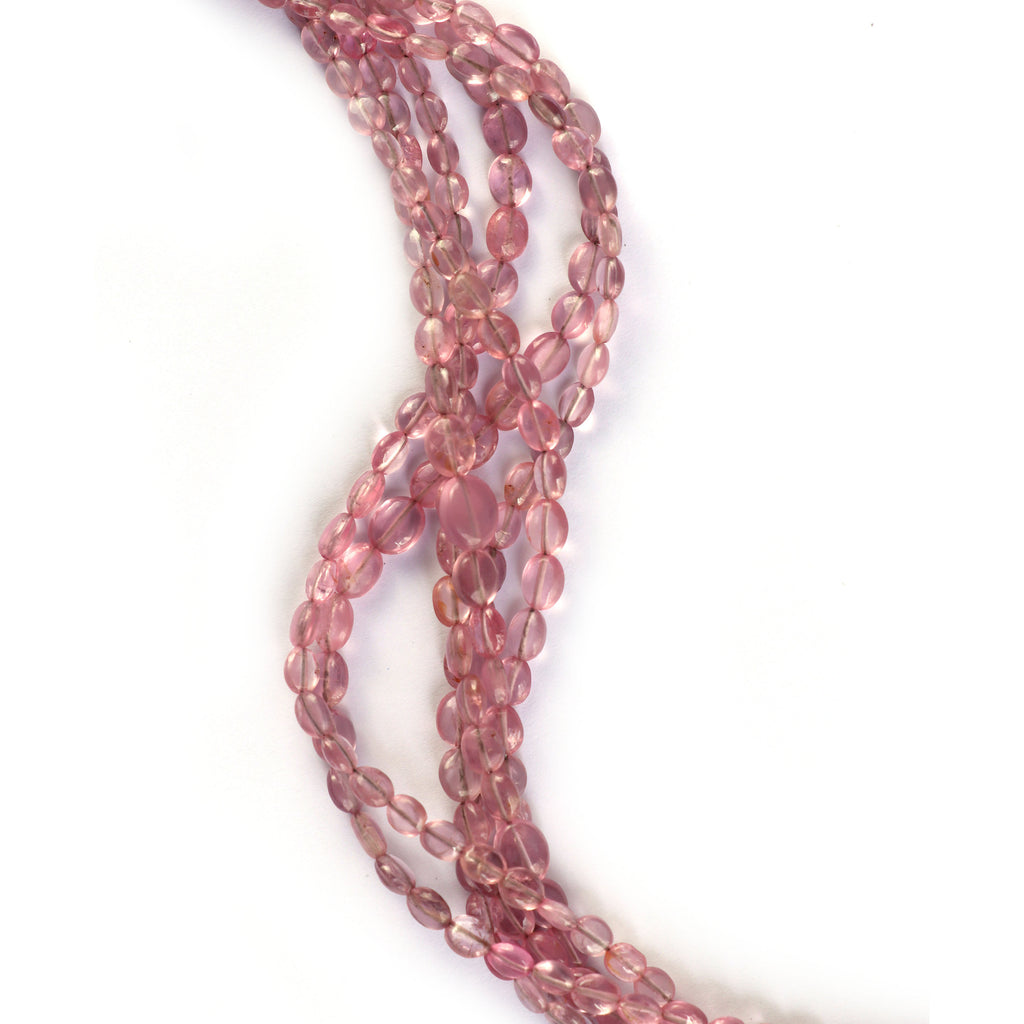 Natural Pink Tourmaline Oval Smooth Beads, 3x4 MM to 5x6 MM, Pink Tourmaline , 8 Inch, Per Strand Price - National Facets, Gemstone Manufacturer, Natural Gemstones, Gemstone Beads
