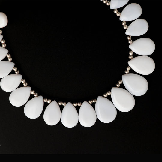 Natural White Opal Smooth Pear Shape Beads- 7x10 mm to 11x15 mm - White Opal - Gem Quality, 8 Inch Full Strand, Price Per Strand