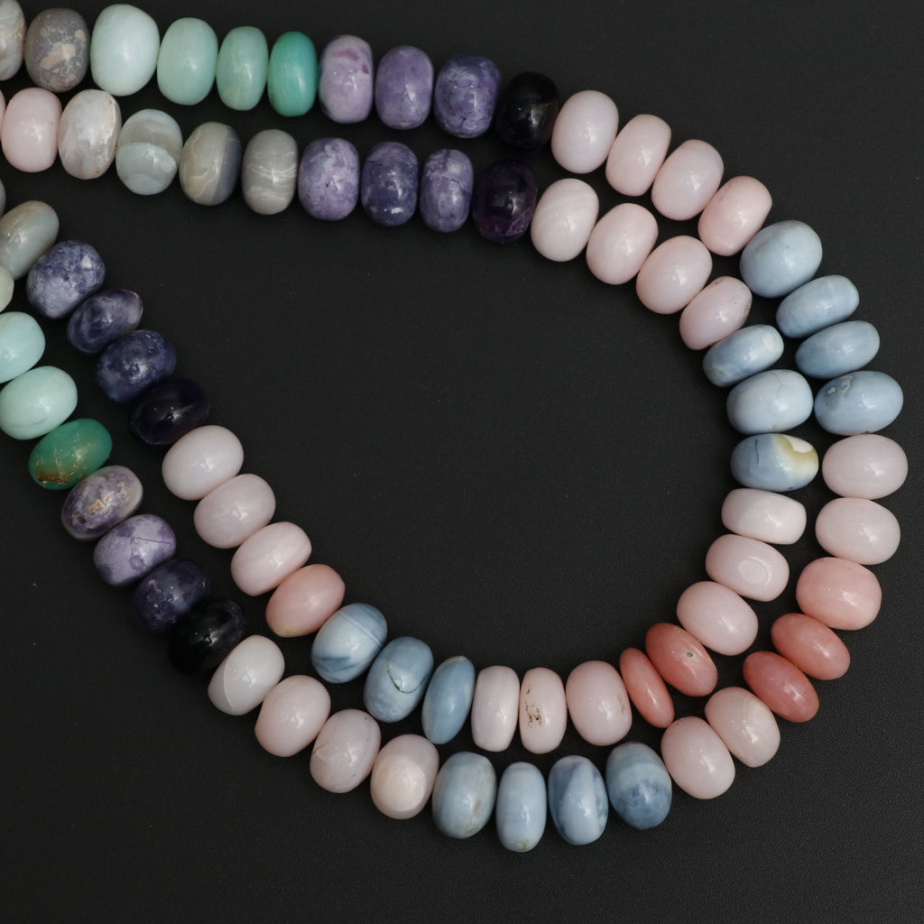 Multi Opal Smooth Rondelle Beads | 10 mm to 11 mm | Multi Opal Smooth Rondelle | Gem Quality | 8 Inch/ 18 Inch | Price Per Strand - National Facets, Gemstone Manufacturer, Natural Gemstones, Gemstone Beads