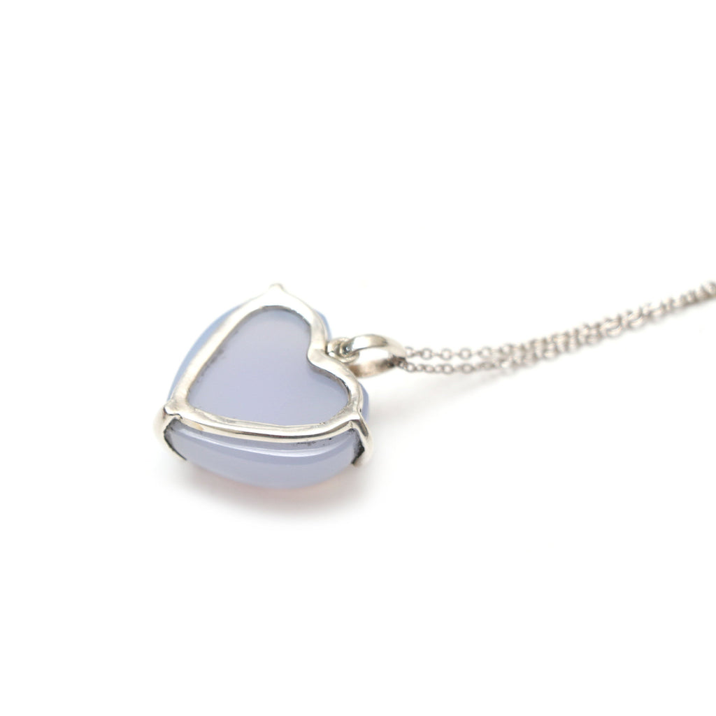 Blue Chalcedony Smooth Heart Gemstone Prong Pendant | 925 Sterling Silver Plated | Gift For Mom | Price Per Pendant - National Facets, Gemstone Manufacturer, Natural Gemstones, Gemstone Beads