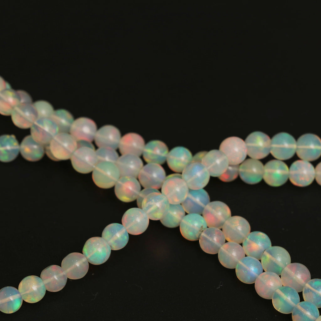 Natural Ethiopian Opal Smooth Round Balls Beads - 5.5 mm To 6 mm- Gem Quality , 8 Inches / 18 Inches Full Strand, Price Per Strand - National Facets, Gemstone Manufacturer, Natural Gemstones, Gemstone Beads