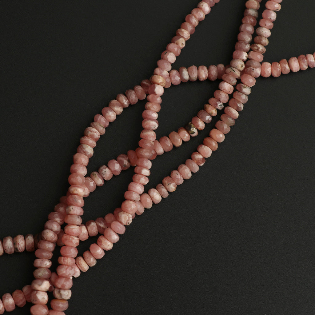 Natural Rhodochrosite Faceted Roundel beads, 3.5 mm to 7 mm, Rhodochrosite Beads, Gem Quality, 8Inch \ 16 Inch Full Strand, Price Per Strand - National Facets, Gemstone Manufacturer, Natural Gemstones, Gemstone Beads