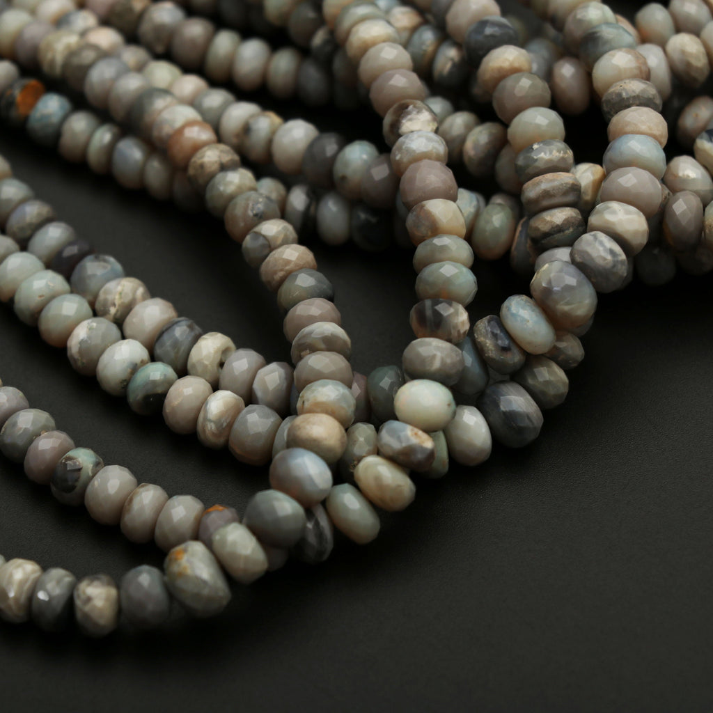 Australian Opal Faceted Rondelle Beads | 4 mm to 7 mm | Australian Opal Faceted Beads | Gem Quality | 8 Inch/18 Inch | Price Per Strand - National Facets, Gemstone Manufacturer, Natural Gemstones, Gemstone Beads
