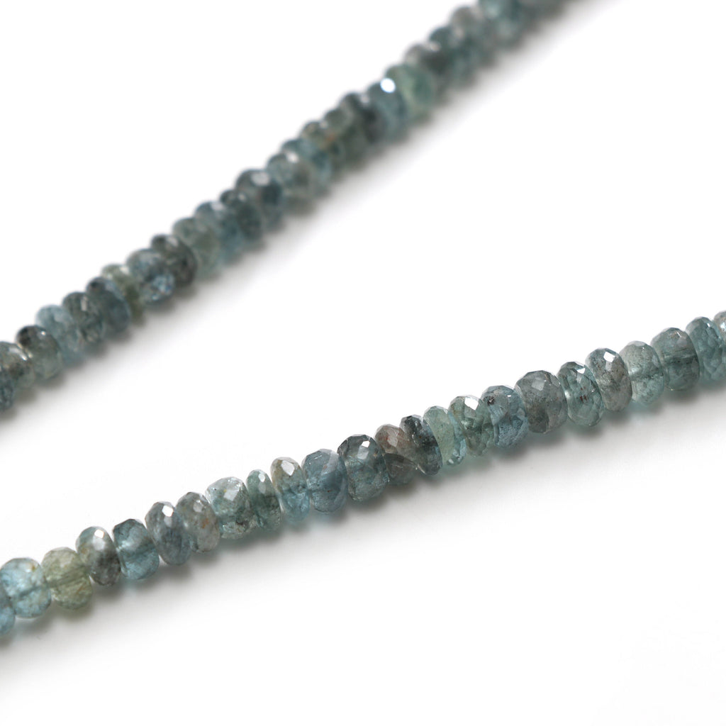 Natural Moss Aquamarine Faceted Roundel Beads, 5 mm to 7 mm - Moss Aquamarine Beads- Gem Quality,8 Inch/16 Inch/18 Inch, Price Per Strand - National Facets, Gemstone Manufacturer, Natural Gemstones, Gemstone Beads