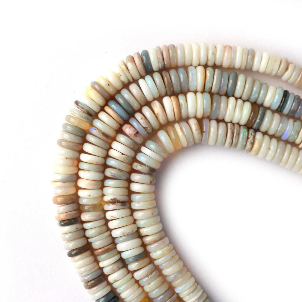 Natural Australian Opal Tyre Flat Smooth Beads, 6 MM to 9 MM , Australian Opal,8 Inch, Price Per Strand - National Facets, Gemstone Manufacturer, Natural Gemstones, Gemstone Beads