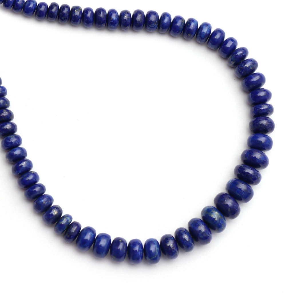 Natural Lapis Roundel Smooth Beads, 4mm To 7mm - Lapis Beads Gemstone - Gem Quality , 8 Inch Full Strand, Price Per Strand - National Facets, Gemstone Manufacturer, Natural Gemstones, Gemstone Beads
