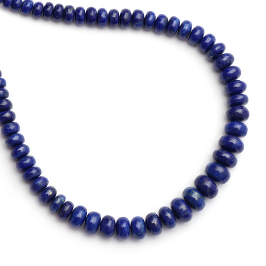 Natural Lapis Roundel Smooth Beads, 4mm To 7mm - Lapis Beads Gemstone - Gem Quality , 8 Inch Full Strand, Price Per Strand