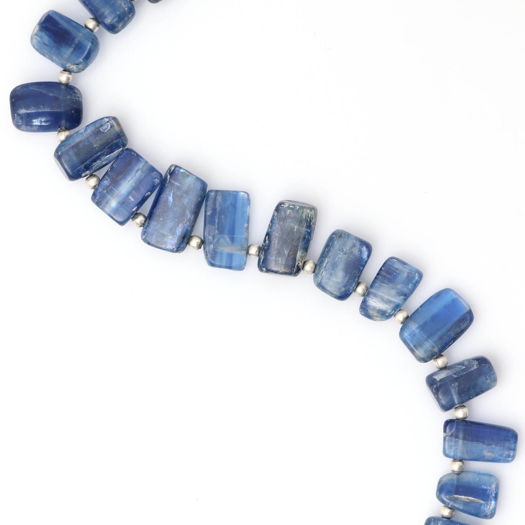 Kyanite Smooth Slice Side Drill Beads , Kyanite Side Drill -8x5 mm to 14x8 mm - Kyanite Smooth Slice -Gem Quality, 8 Inch, Price Per Strand - National Facets, Gemstone Manufacturer, Natural Gemstones, Gemstone Beads