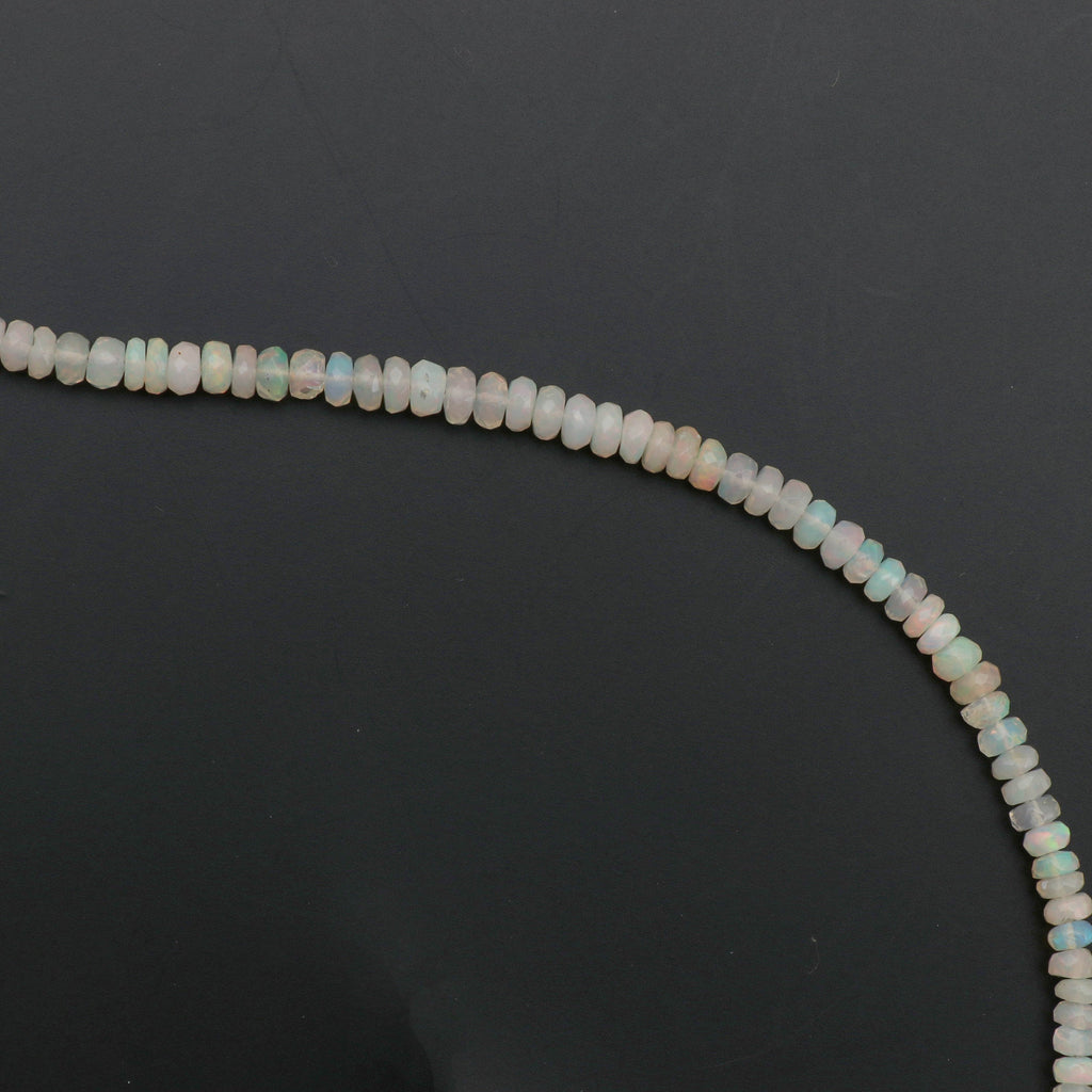 Ethiopian Opal Faceted Beads, Opal Beads, Rondelle Beads, Opal Faceted -4 mm to 5 mm - Ethiopian Opal -Gem Quality ,8 Inch, Price Per Strand - National Facets, Gemstone Manufacturer, Natural Gemstones, Gemstone Beads