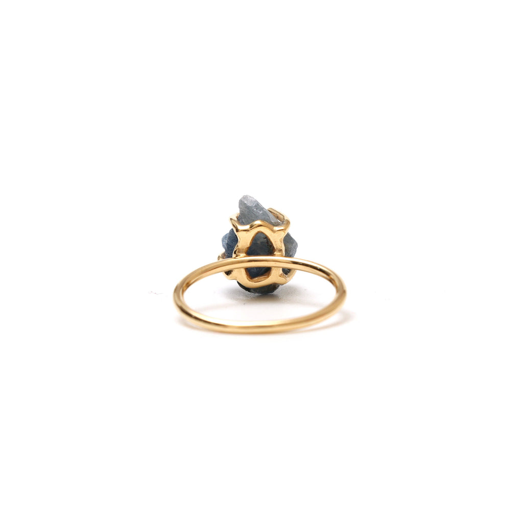 Blue Sapphire Rough Gemstone Prong Ring, 925 Sterling Silver Gold Plated ,Gift For Her, Set Of 5 Pieces - National Facets, Gemstone Manufacturer, Natural Gemstones, Gemstone Beads