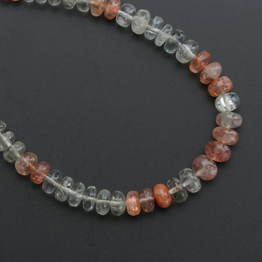 Sunstone Smooth Beads, Sunstone Rondelle Beads, Green Red sunstone - 5 mm to 6.5 mm - Sunstone Beads- Gem Quality , 8 Inch, Price Per Strand - National Facets, Gemstone Manufacturer, Natural Gemstones, Gemstone Beads